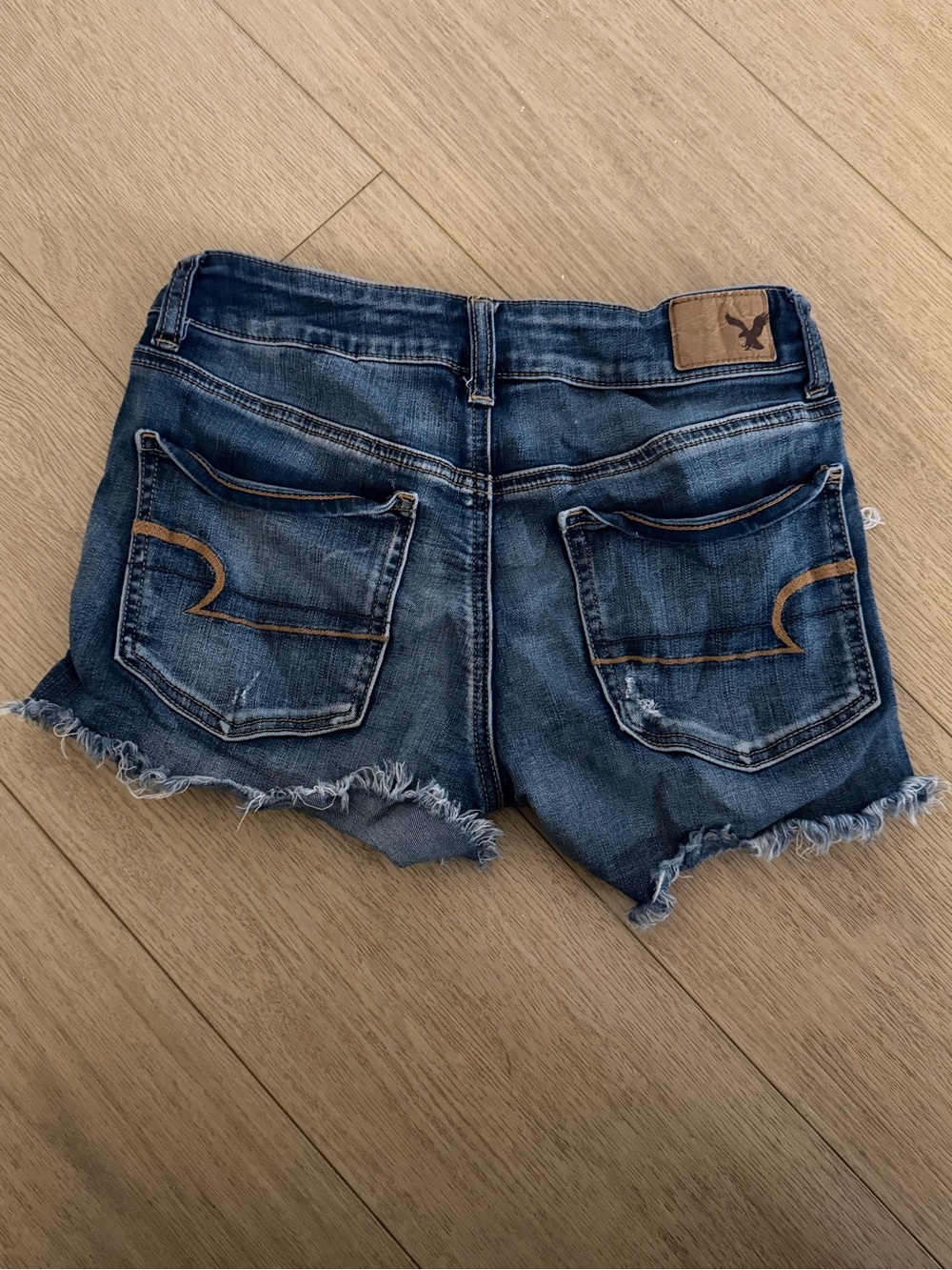 American Eagle Outfitters Blue Denim Frayed Hem Jean Shorts